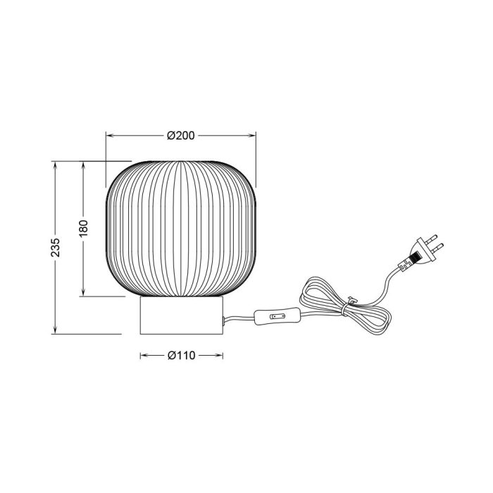 S009T 1H E27 Table Lamp – Opal & Black – Decorative Glass - Image 4