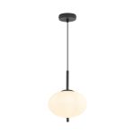 S011R 1H E14 Pendant Light – Opal & Black – Decorative Glass