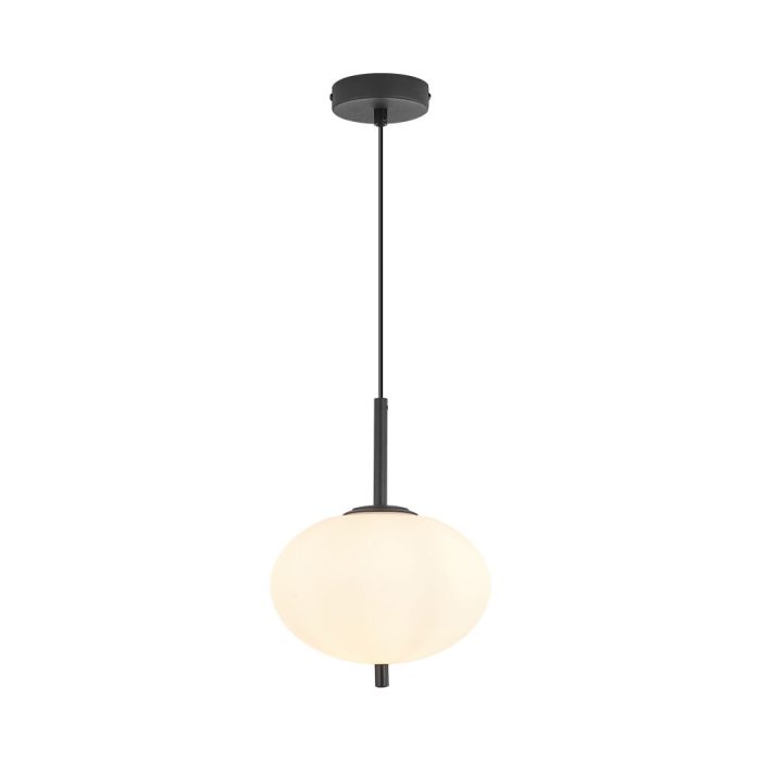 S011R 1H E14 Pendant Light – Opal & Black – Decorative Glass - Image 1