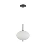 S011R 1H E14 Pendant Light – Opal & Black – Decorative Glass - Image 3