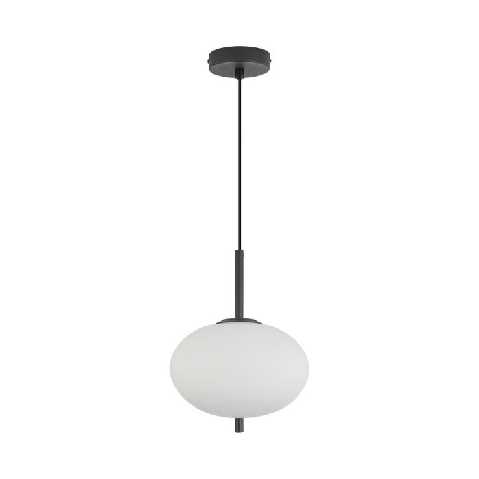 S011R 1H E14 Pendant Light – Opal & Black – Decorative Glass - Image 3
