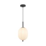 S011R 1H E14 Pendant Light – Opal & Black – Decorative Glass