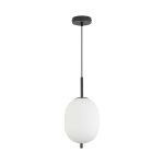 S011R 1H E14 Pendant Light – Opal & Black – Decorative Glass - Image 3
