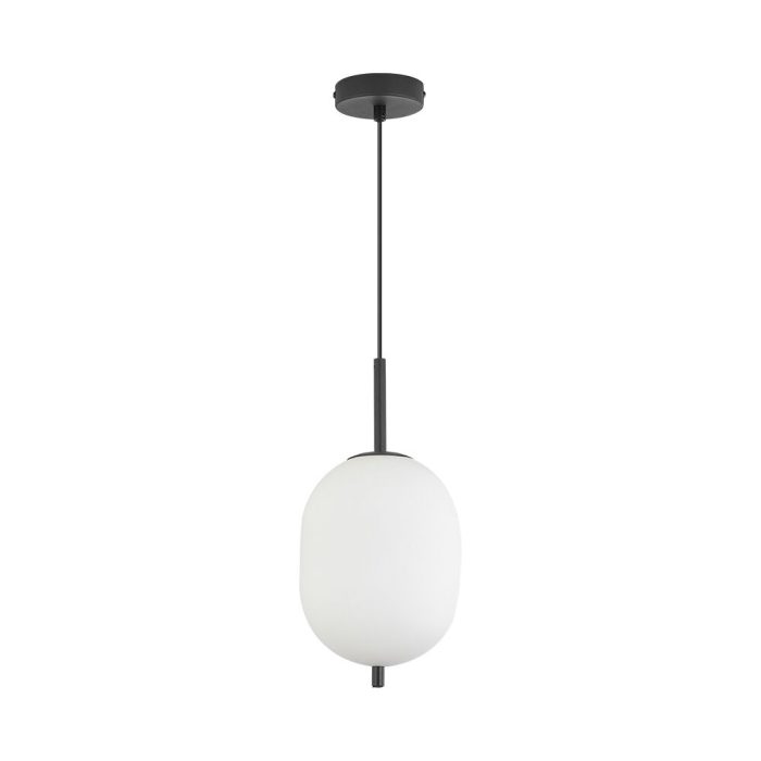 S011R 1H E14 Pendant Light – Opal & Black – Decorative Glass - Image 3