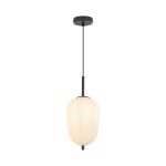 S011R 1H E14 Pendant Light – Opal & Black – Decorative Glass