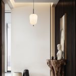 S011R 1H E14 Pendant Light – Opal & Black – Decorative Glass - Image 2