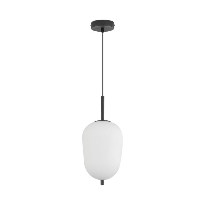 S011R 1H E14 Pendant Light – Opal & Black – Decorative Glass - Image 3
