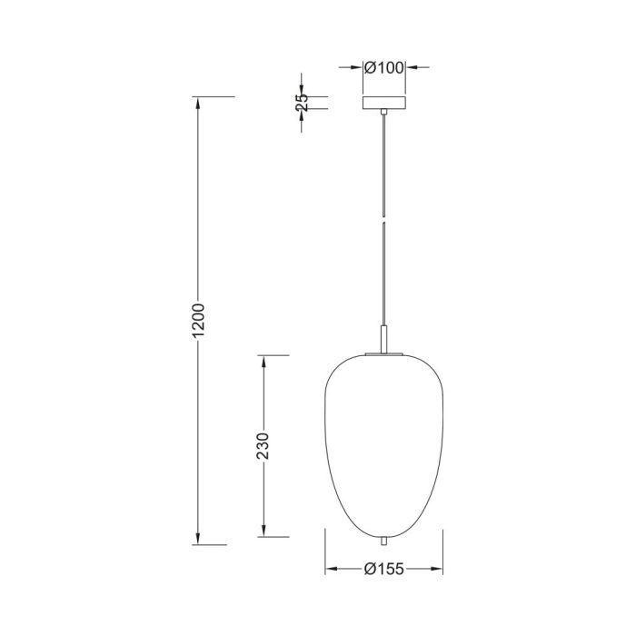 S011R 1H E14 Pendant Light – Opal & Black – Decorative Glass - Image 4