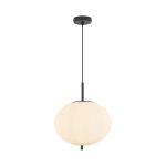S011R 1H E27 Pendant Light – Opal & Black – Decorative Glass