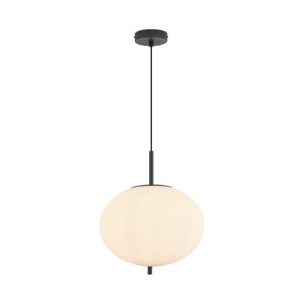 S011R 1H E27 Pendant Light – Opal & Black – Decorative Glass