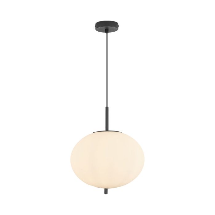 S011R 1H E27 Pendant Light – Opal & Black – Decorative Glass - Image 1