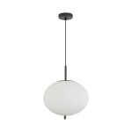 S011R 1H E27 Pendant Light – Opal & Black – Decorative Glass - Image 3
