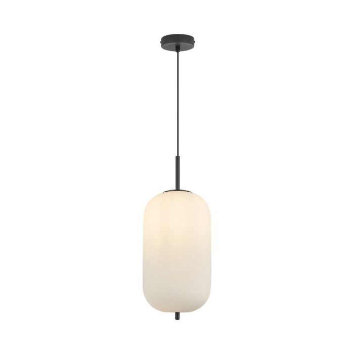 S011R 1H E27 Pendant Light – Opal & Black – Decorative Glass - Image 1