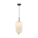 S011R 1H E27 Pendant Light – Opal & Black – Decorative Glass