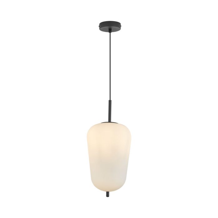 S011R 1H E27 Pendant Light – Opal & Black – Decorative Glass - Image 1