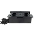 POP-UP crna nameštajska priključnica dvostruka + USB Tip-A+Tip-C 5V 2.1A 10W, 16A 250V-3600W - Image 2