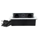 POP-UP bela nameštajska priključnica dvostruka + USB Tip-A+Tip-C 5V 2.1A 10W, 16A 250V-3600W - Image 2