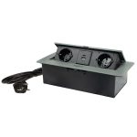 POP-UP grafitna nameštajska priključnica dvostruka + USB Tip-A+Tip-C 5V 2.1A 10W, 16A 250V-3600W