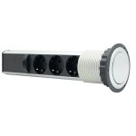 POP-UP srebrno-crna nameštajska priključnica trostruka 16A 250V-3600W - Image 2