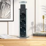 POP-UP srebrno-crna nameštajska priključnica trostruka 16A 250V-3600W - Image 3