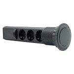 POP-UP crna nameštajska priključnica trostruka 16A 250V-3600W - Image 2