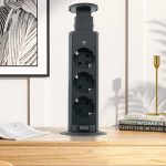 POP-UP crna nameštajska priključnica trostruka 16A 250V-3600W - Image 3