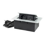 POP-UP srebrno-crna nameštajska priključnica + USB Tip-A+Tip-C 5V 2.1A 10W, 16A 250V-3600W - Image 4
