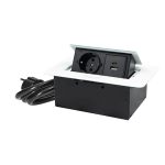 POP-UP bela nameštajska priključnica+USB Tip-A+Tip-C 5V 2.1A 10W, 16A 250V-3600W