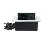 POP-UP bela nameštajska priključnica+USB Tip-A+Tip-C 5V 2.1A 10W, 16A 250V-3600W - Image 2