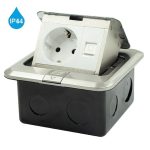 POP-UP PODSKLOP srebrni za pod sa priključnicom IP44 GS + Cat5e LAN, 16A 250V-3600W