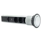 POP-UP srebrno-crna nameštajska priključnica trostruka + USB Tip-A+Tip-C 5V 2.1A 10W, 16A 250V-3600W - Image 2