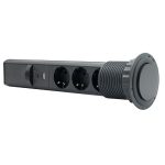 POP-UP crna nameštajska priključnica trostruka + USB Tip-A+Tip-C 5V 2.1A 10W, 16A 250V-3600W - Image 2
