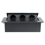 POP-UP crni nameštajski PODSKLOP sa tri utičnice 16A 250V-3600W - Image 2