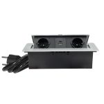 POP-UP srebrno-crna nameštajska priključnica dvostruka + USB Tip-A+Tip-C 5V 2.1A 10W, 16A 250V-3600W - Image 2