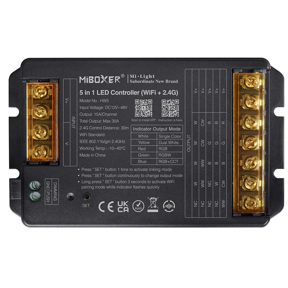 hw5 Miboxer HW5 5 u 1 LED Controller (WiFi + 2.4GHz)- Tuya - Slika 1