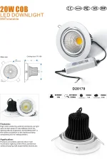 Klasik ugradna COB LED svetiljka 20W, izrez Ø170 mm – slika 4
